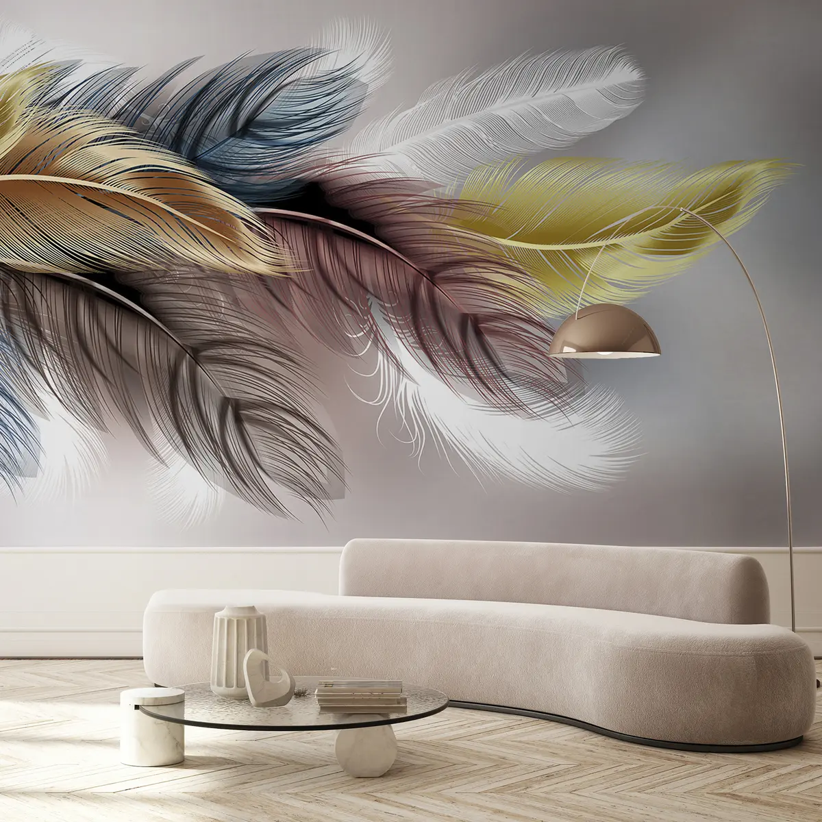 wall murals Colourful feathers u41008d2