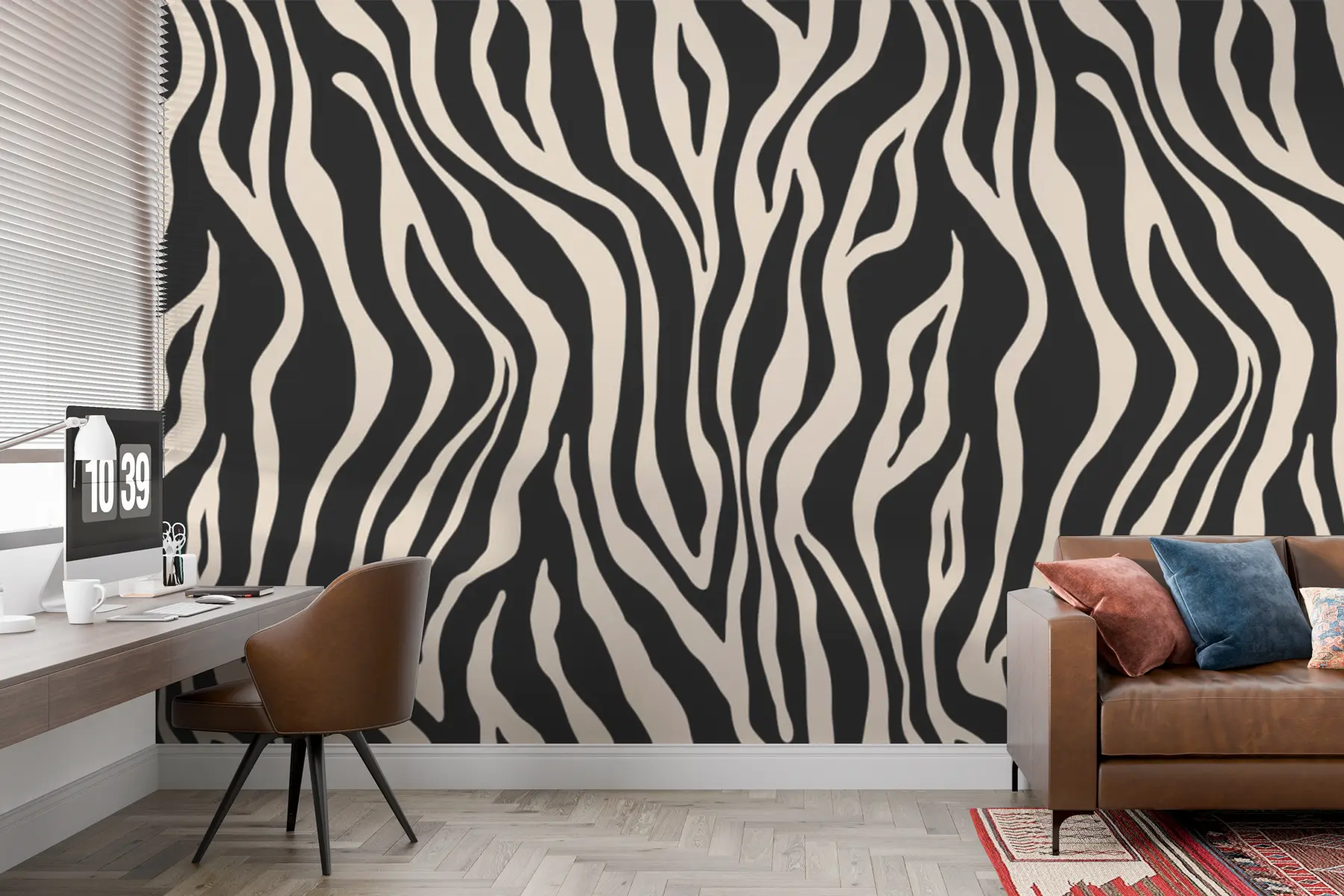 wall murals Vector print of zebra skin in black and white colours u99173v3