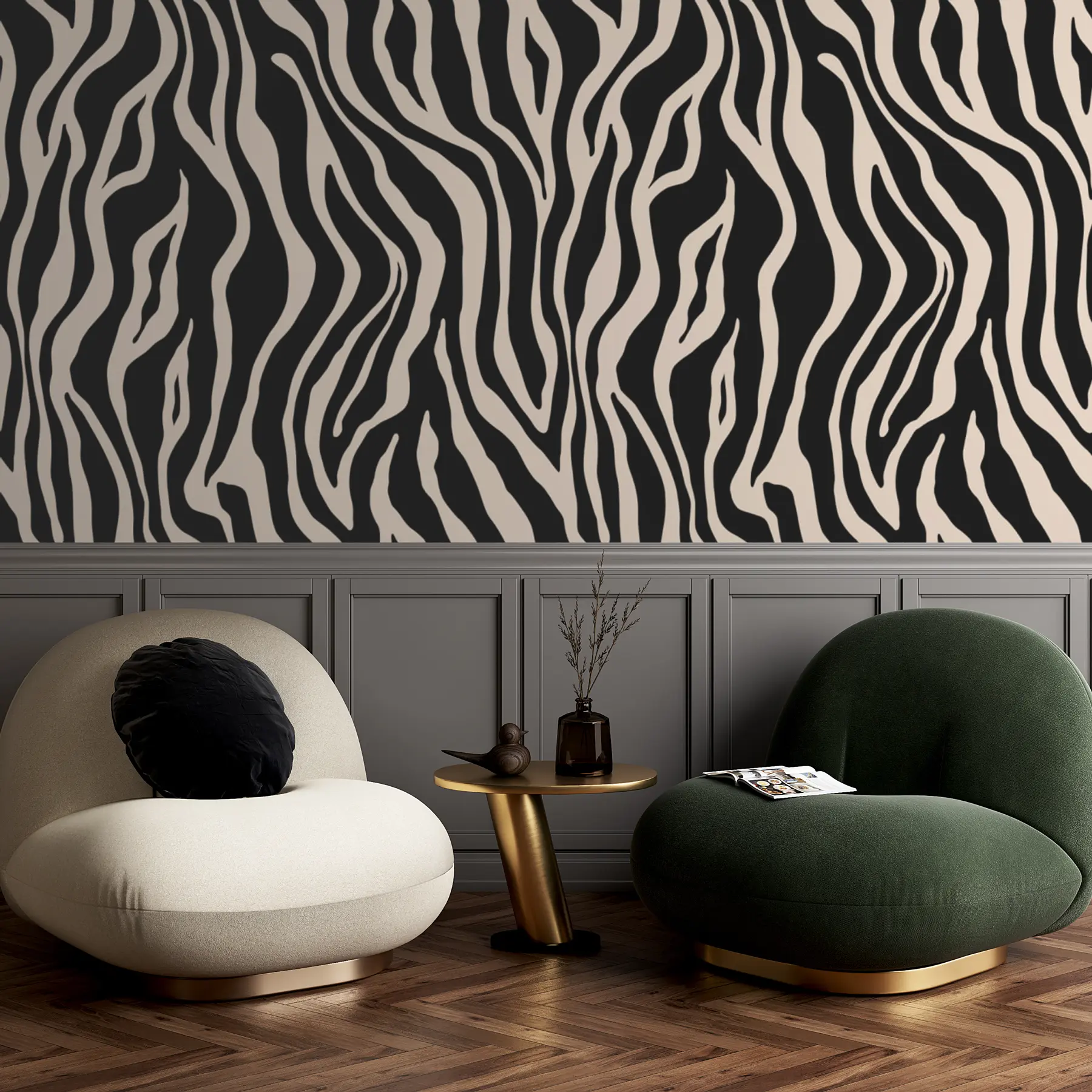 wall murals Vector print of zebra skin in black and white colours u99173v3