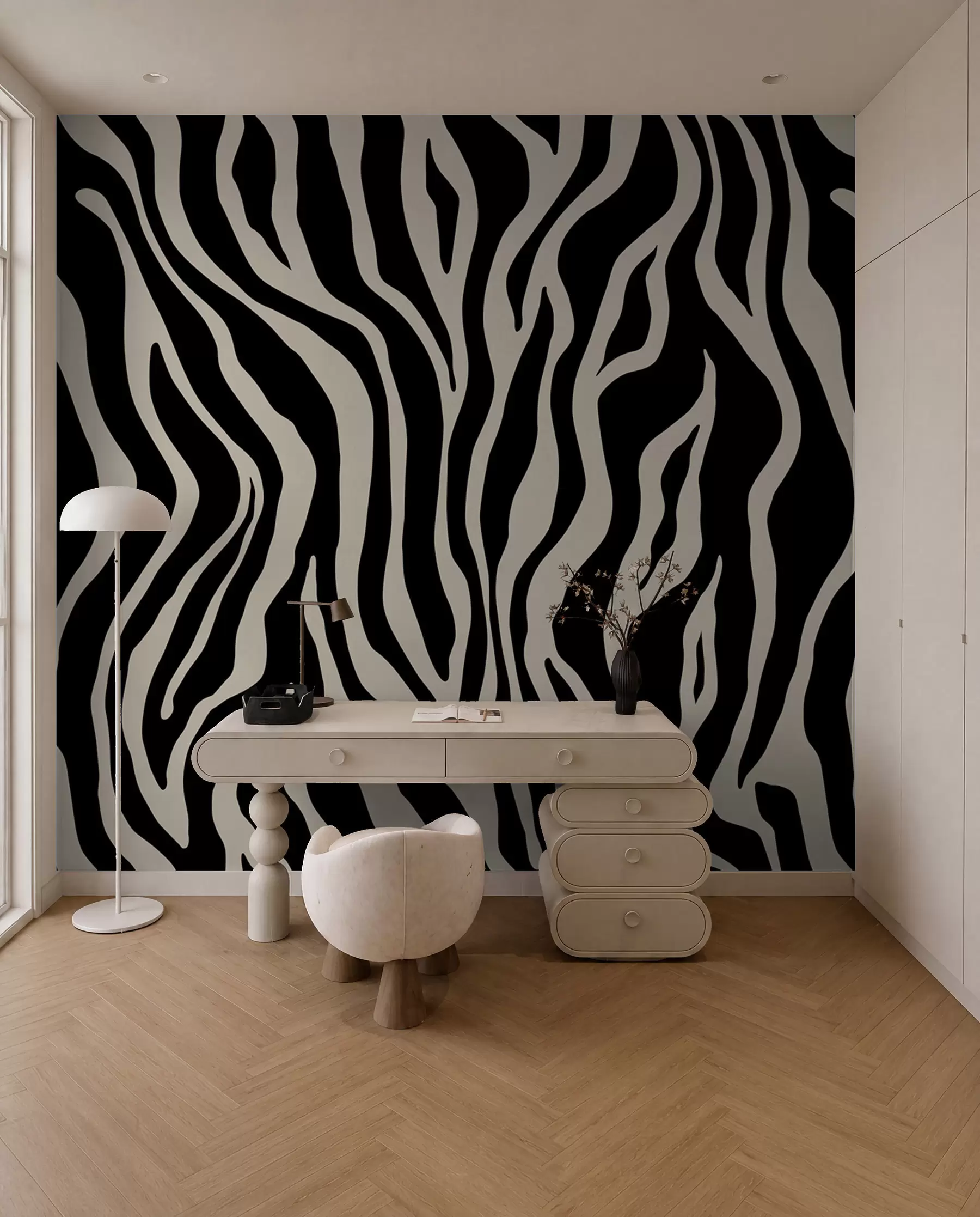 wall murals Vector print of zebra skin in black and white colours u99173v3