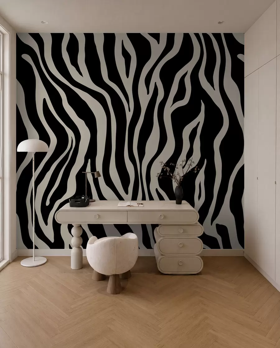 wall murals Vector print of zebra skin in black and white colours u99173v3